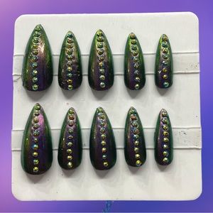 Pretty poison long stiletto gel nails